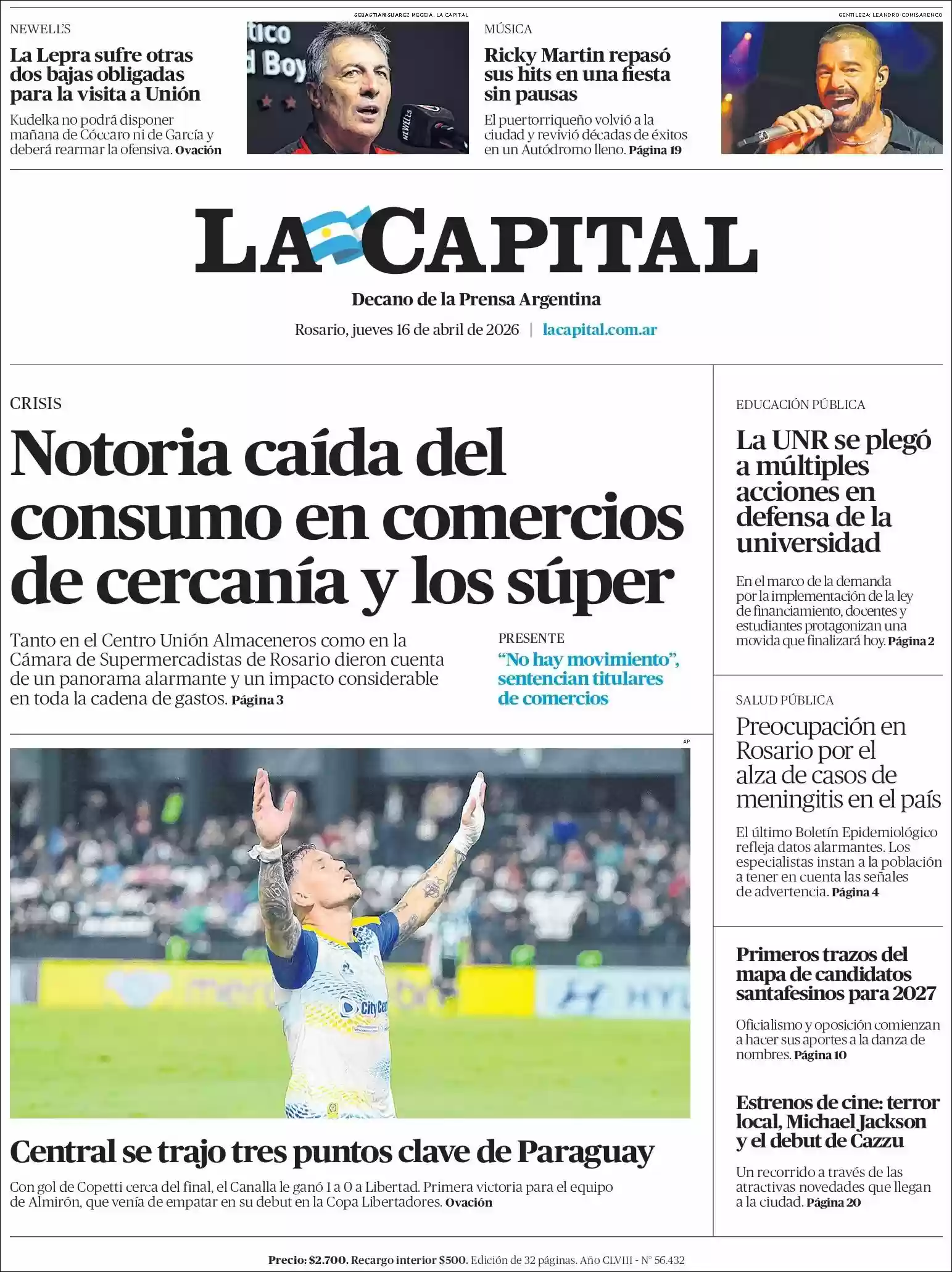 Estudios Max | RADIO REPÚBLICA - Tapa del diario La Capital Rosario