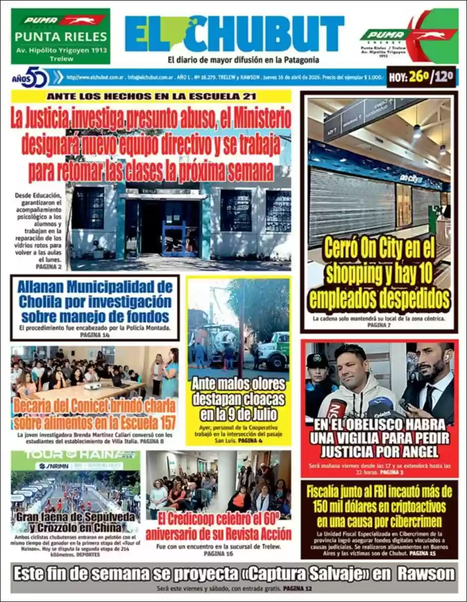 Estudios Max | RADIO REPÚBLICA - Tapa del diario El Chubut