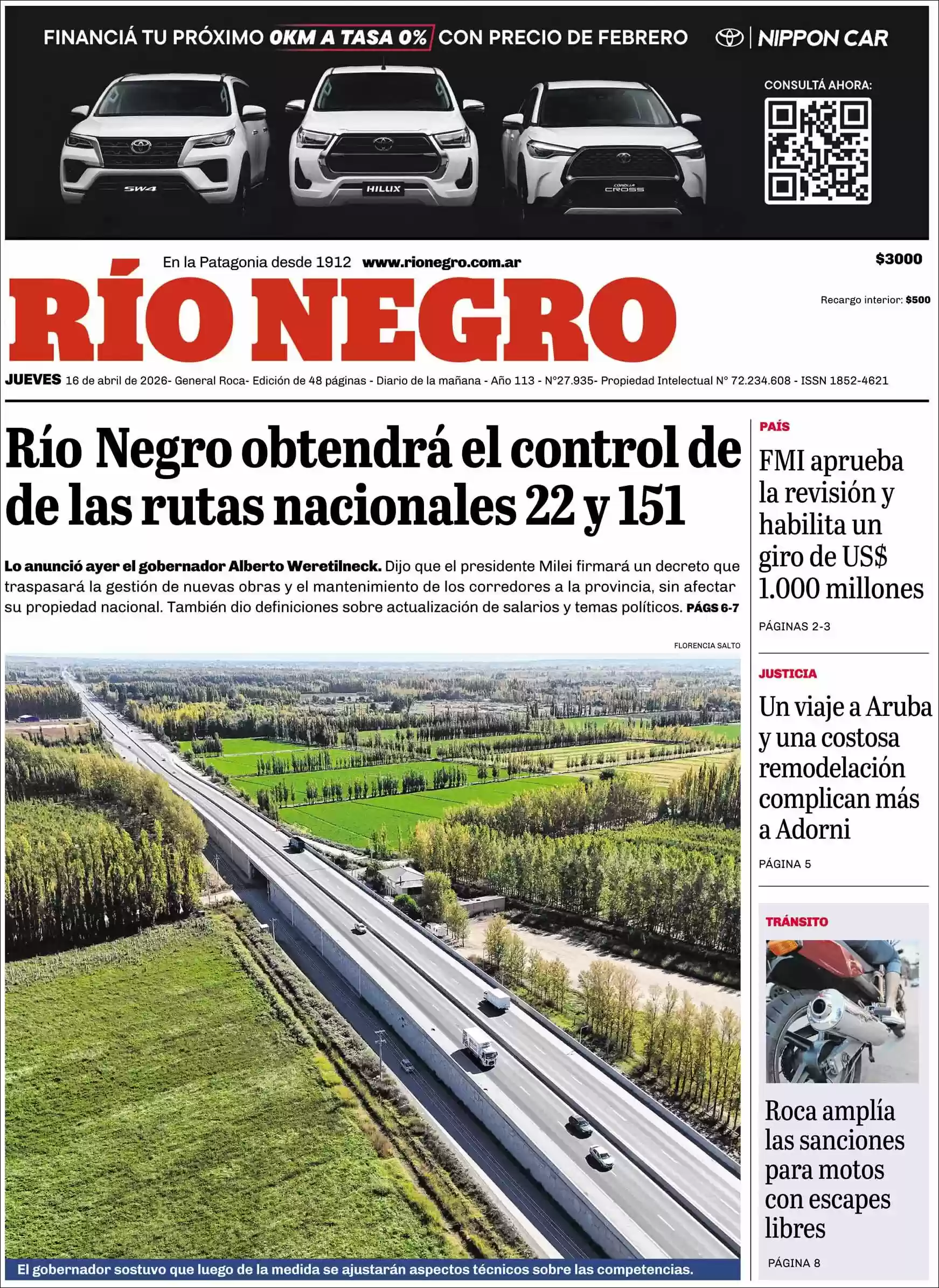 Estudios Max | RADIO REPÚBLICA - Tapa del diario Rio Negro