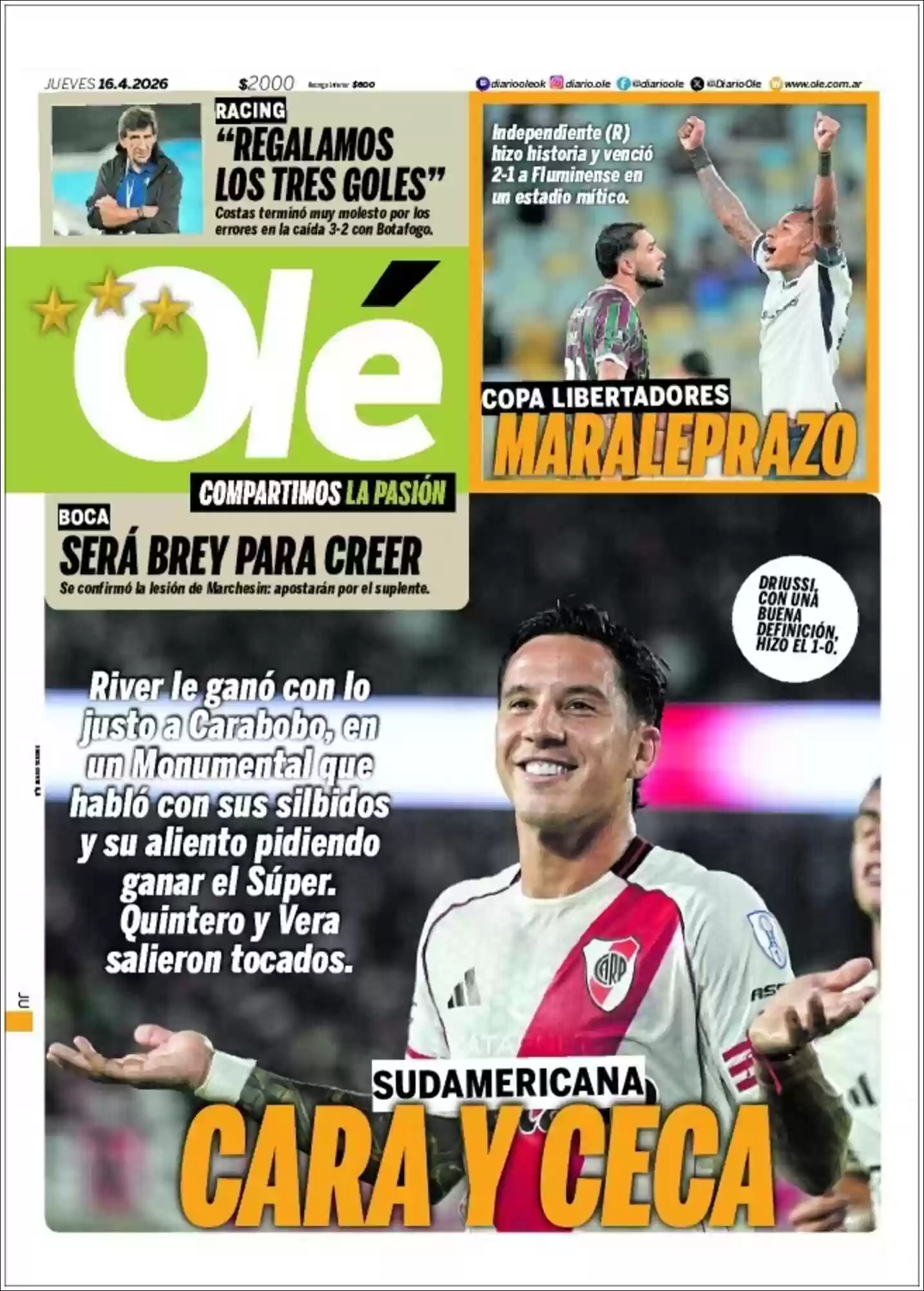 Estudios Max | RADIO REPÚBLICA - Tapa del diario Ole